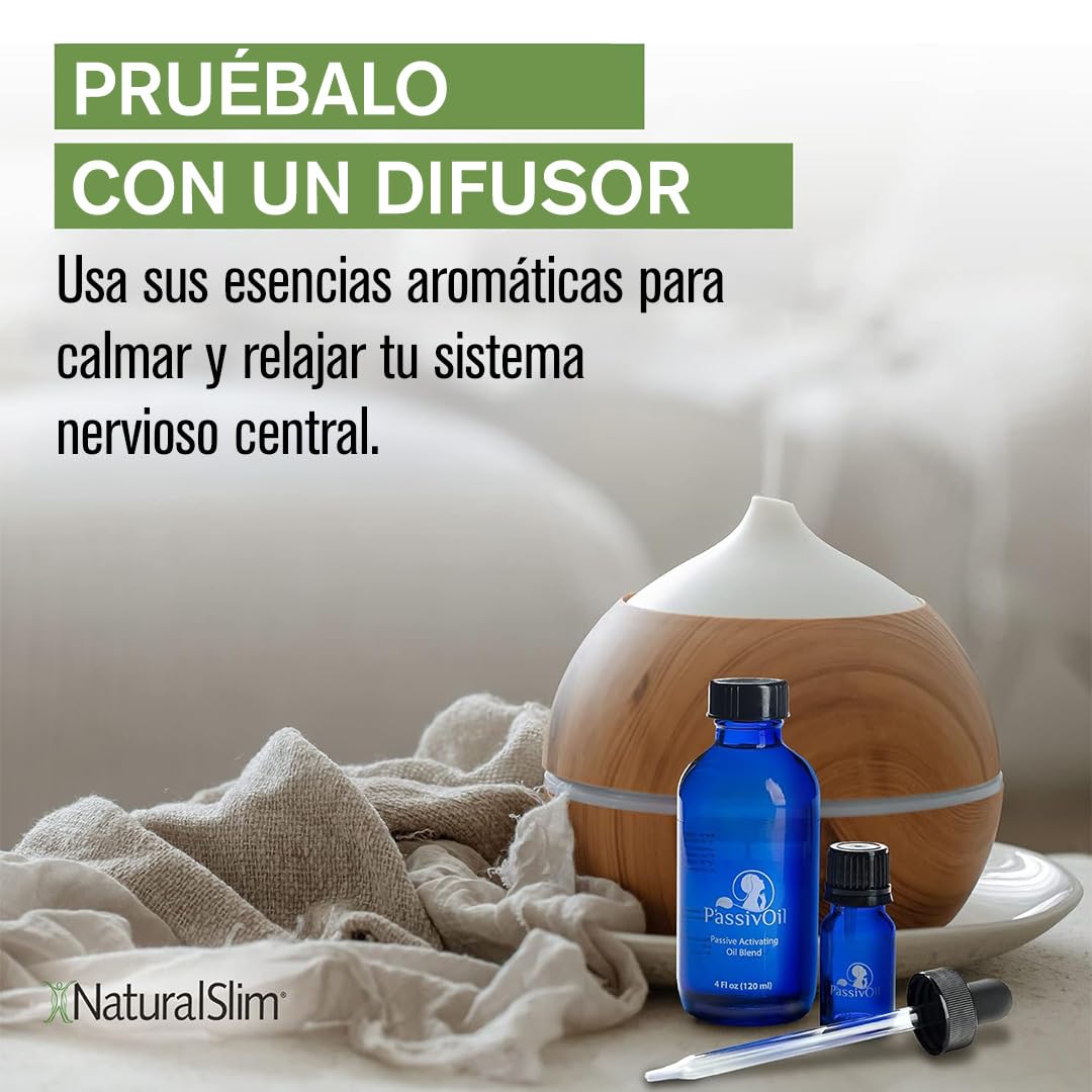 PassivOil - Aceites esenciales para el cuidado de la piel, aromaterapia, relajación y metabolismo - Aceite de grado terapéutico con aceite de coco, aceite de resina de incienso y ylang-ylang - 120 ml | Se puede extender o masajear sobre la piel como un ac