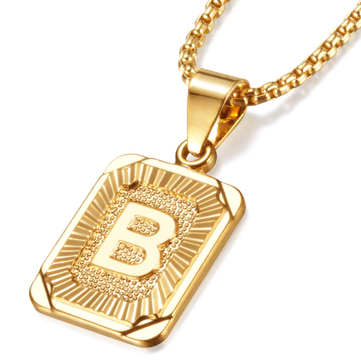 OSTAN Gold Initial Necklace for Men and Women - Letter Pendant Necklaces 26 Capital A to Z, Classic Rolo Cable Chain