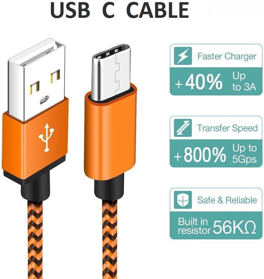 Type C Cable Fast USB C Charging 6FT 3Pack Power Cord Braided Phone Charger for Samsung Galaxy A32 A12 A10e A11 A20 A21 A51 A50 A71 S10 S20 S21 Note 20, Moto G Power Stylus G7 G6 Z4, LG K51 Stylo 5 6 : Electronics