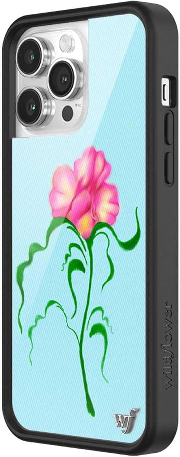 Wildflower Cases - Compatible with iPhone 14 Pro Max | Protective Black Bumper, 6.5ft Drop Test Certified, Women Owned Small Business | Trendy Pink Blue Floral Aesthetic | Dancing Flowers
