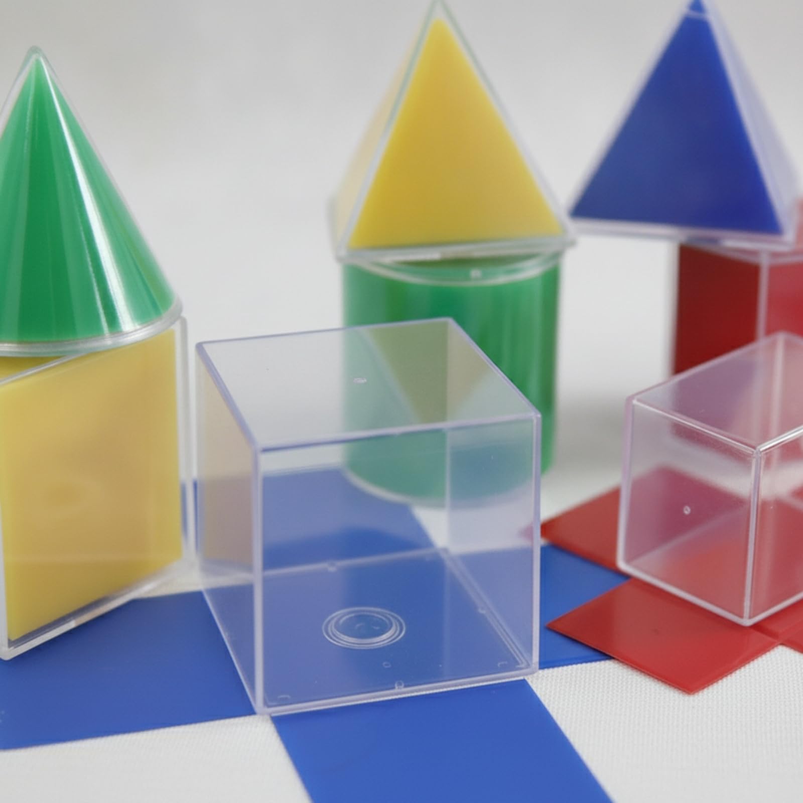 8 Pezzi Solidi Geometrici con Sviluppi Resistente Forme Geometriche Tridimensionali Pratico Set Didattico di Geometria per Insegnanti, Bambini, Scuola