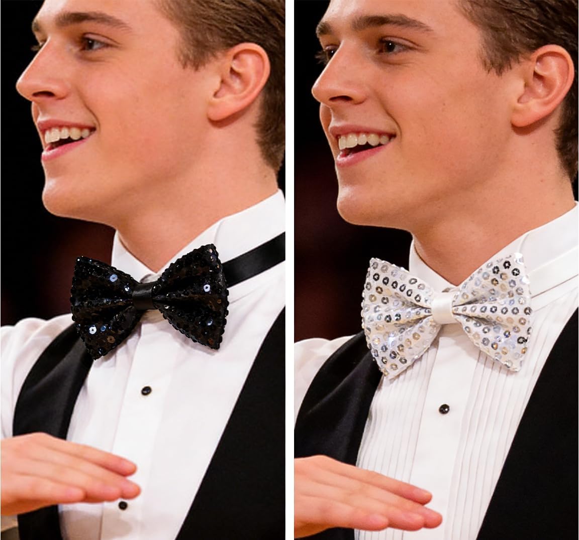 Sequins Neck Bows for Men Women,Novelty Shiny Neckties for Costume Party
