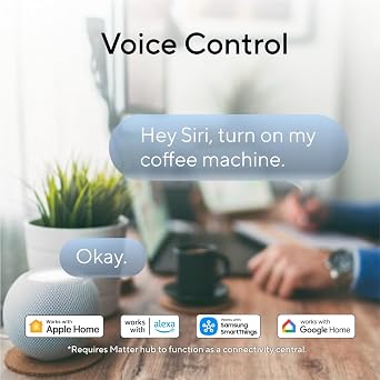 Smart Plug, Smart Home Outlet, 15A Ultra Efficient Smart Plug Compatible with Matter, Alexa, Google Home & IFTTT, 2.4GHz Wi-Fi Only, Remote Control, ETL Certified, 4Pack