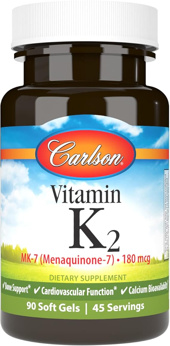 Carlson - vitamin k2 mk-7 (menaquinone), 180 mcg, bone support, c…