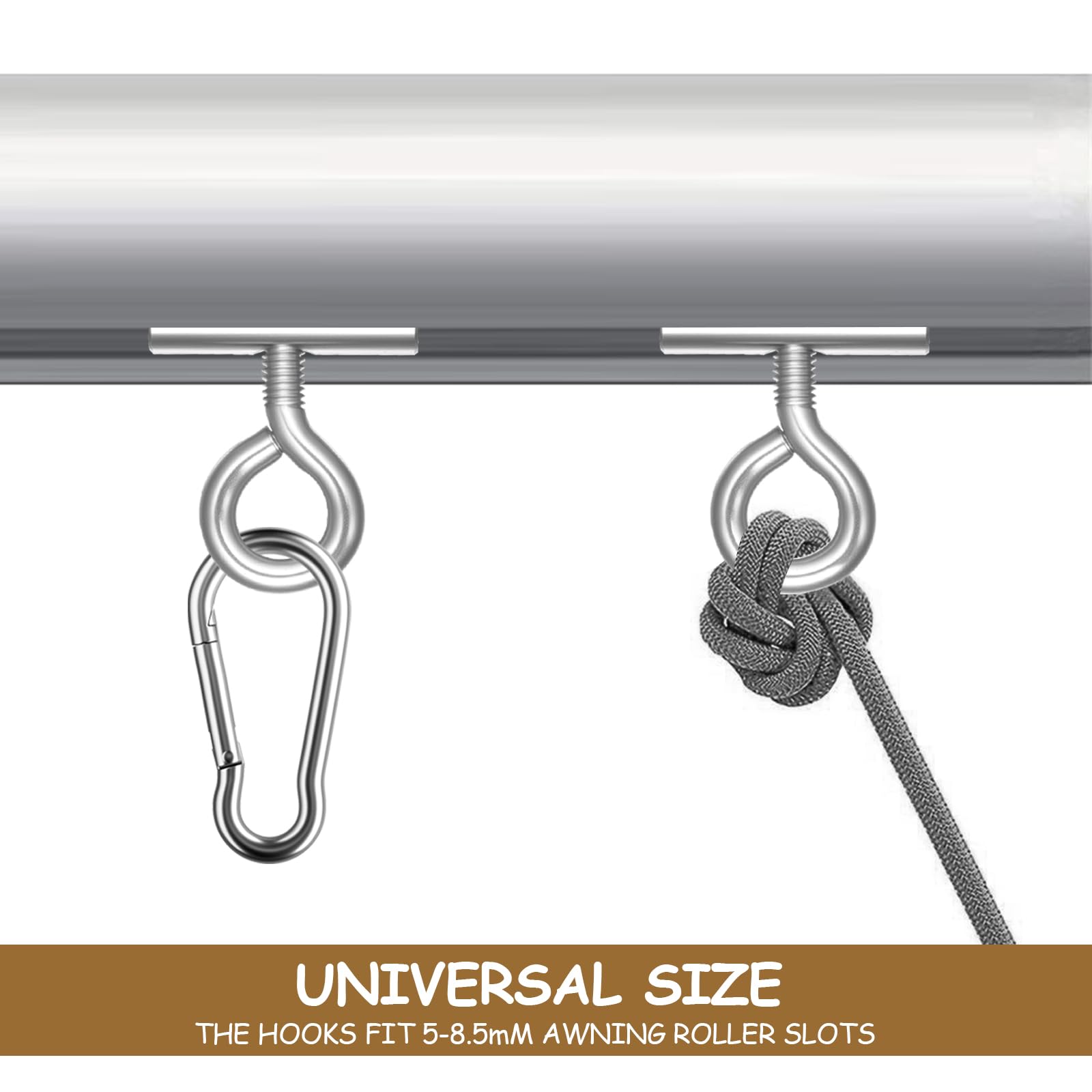 10 Ganci A S E Occhielli Per Tendalino Camper – Universali Per Binari Da 5/6 Mm E 7/8 Mm