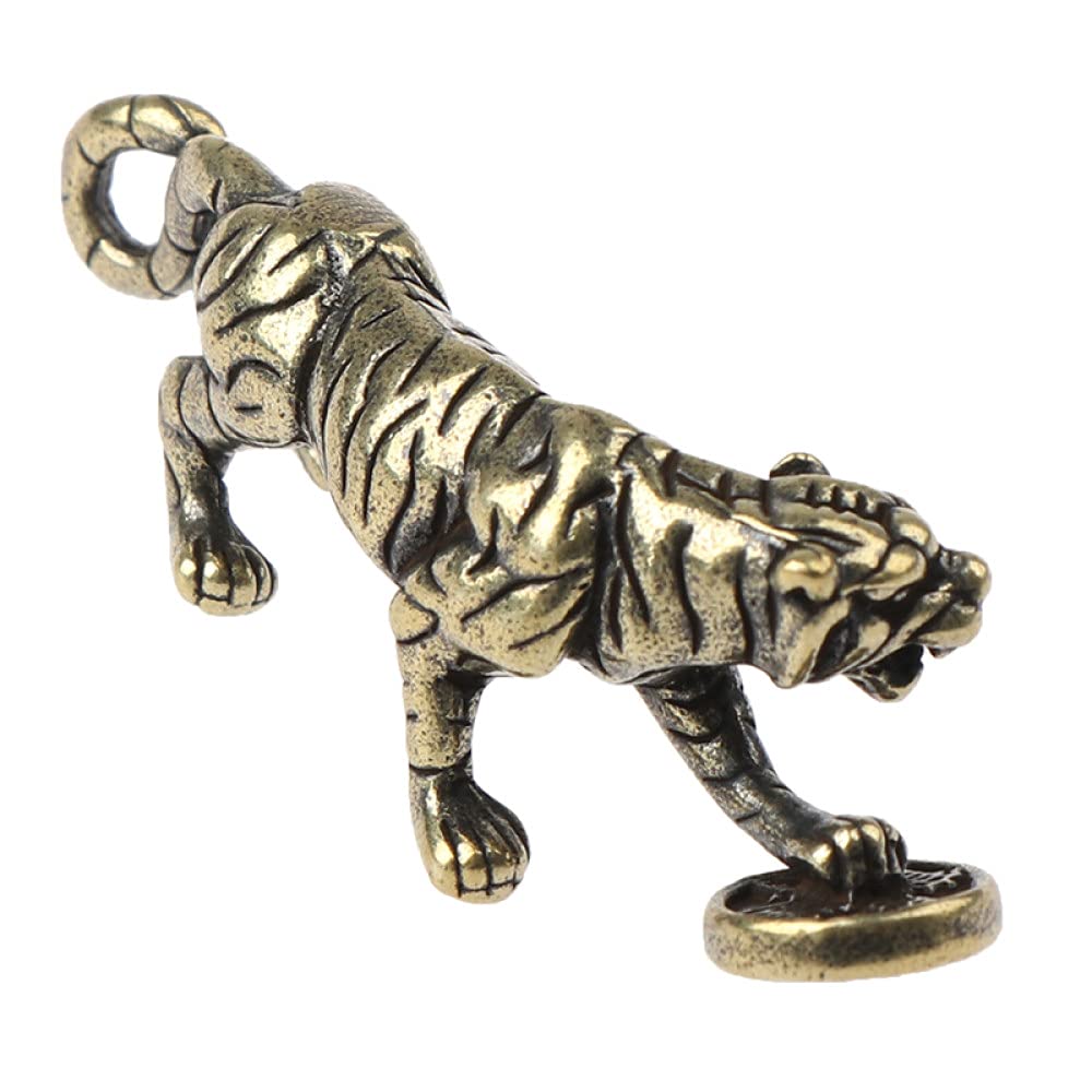 Jowxsx Figurines De Roi Tigre En Cuivre Antique Doré - Accessoires De Décoration D'intérieur - Ornements D'animaux Vintage En Laiton - Décorations De