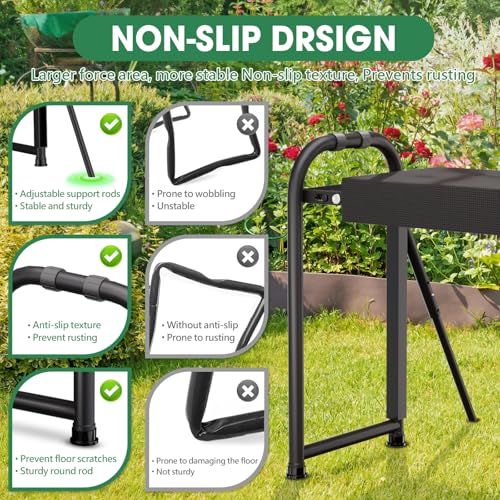 Image of Heavy Duty Garden Kneeler & Seat with Support Legs, 400lbs Capacity Foldable Gardening Stool, Extra Thick Pad & Large Tool Organizer Bag, Ergonomic for Seniors - Dark Black