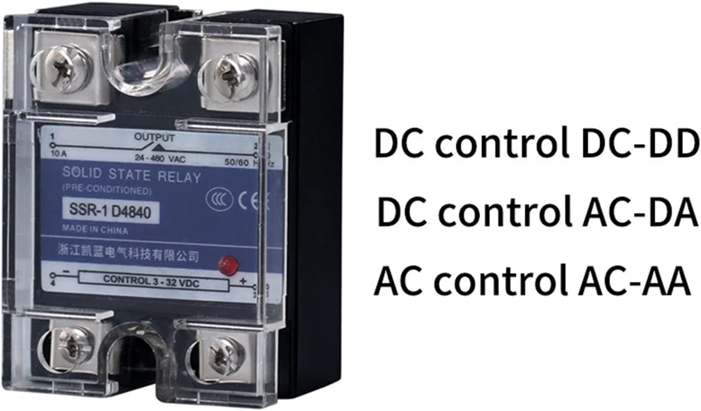 2Pcs SSR-10AA 25AA 40AA SSR Single Phase AC Control Heat Sink 70-280VAC to 24-480VAC 60A 80A 100A AA Solid State Relay(2Pcs 25AA)