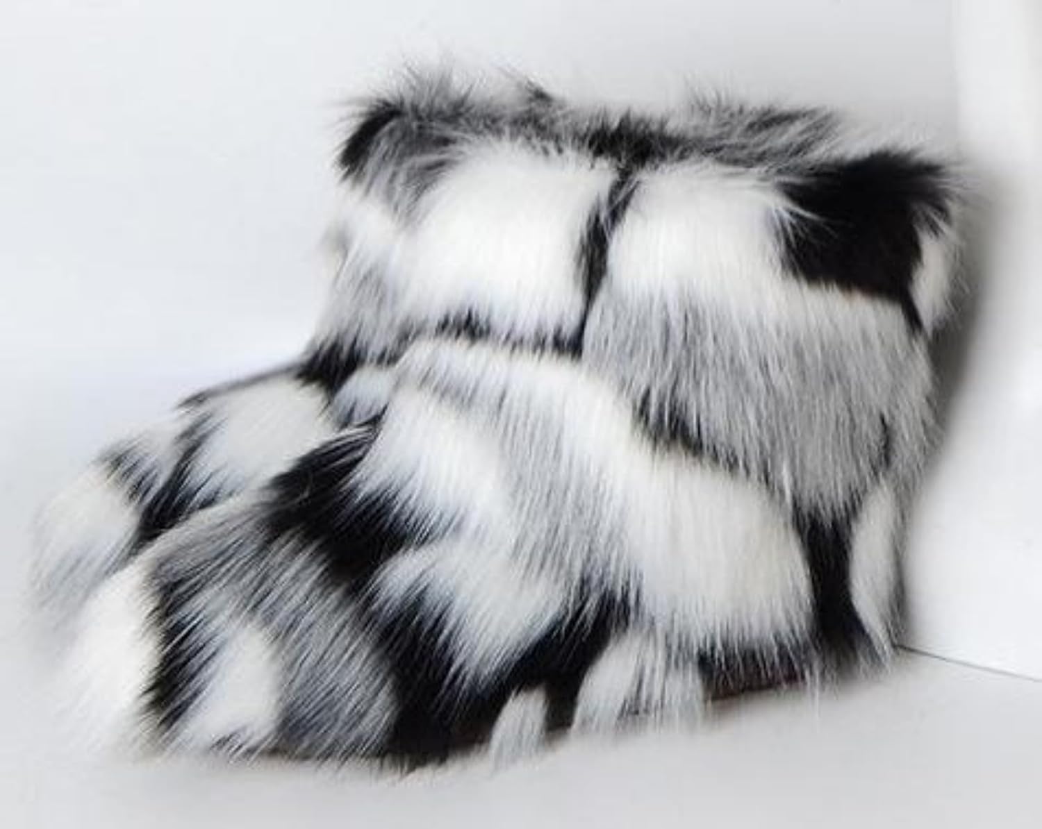 Girls Faux Fur Mid-Calf Snow Boot Winter Warm Furry Fluffy Shoes - Image 4