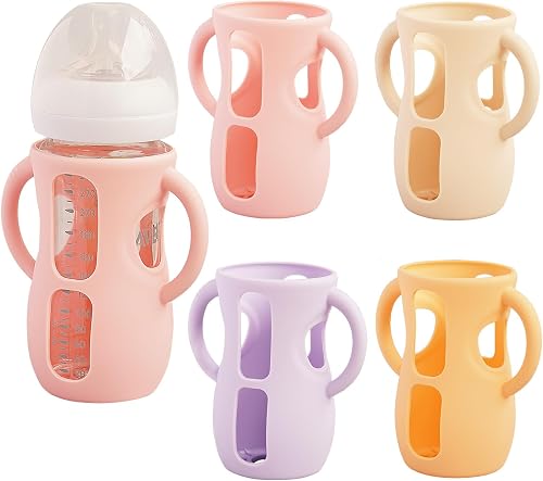 4 Pack Silicone Sleeves for Avent Natural Glass Baby Bottles, Anti Breakage Bott
