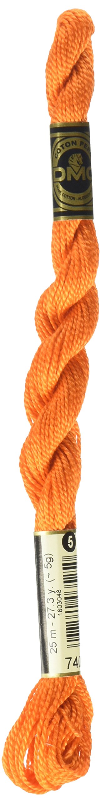 DMC 115 5-740 Pearl Cotton Thread, Tangerine, Size 5