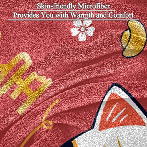 Couverture en peluche chat rouge TBOUOBT plaid microfibre doux pour lit - 3