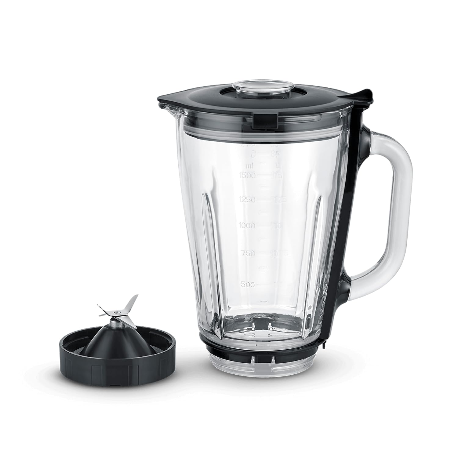 SEVERIN Stand Mixer Attachment, Stand Mixer with Various Preparation Options, Temperature-resistant Glass Container with 1.5 L Capacity, Suitable for Food Processors: KM 3896, 3897, 3898 ZB 5593