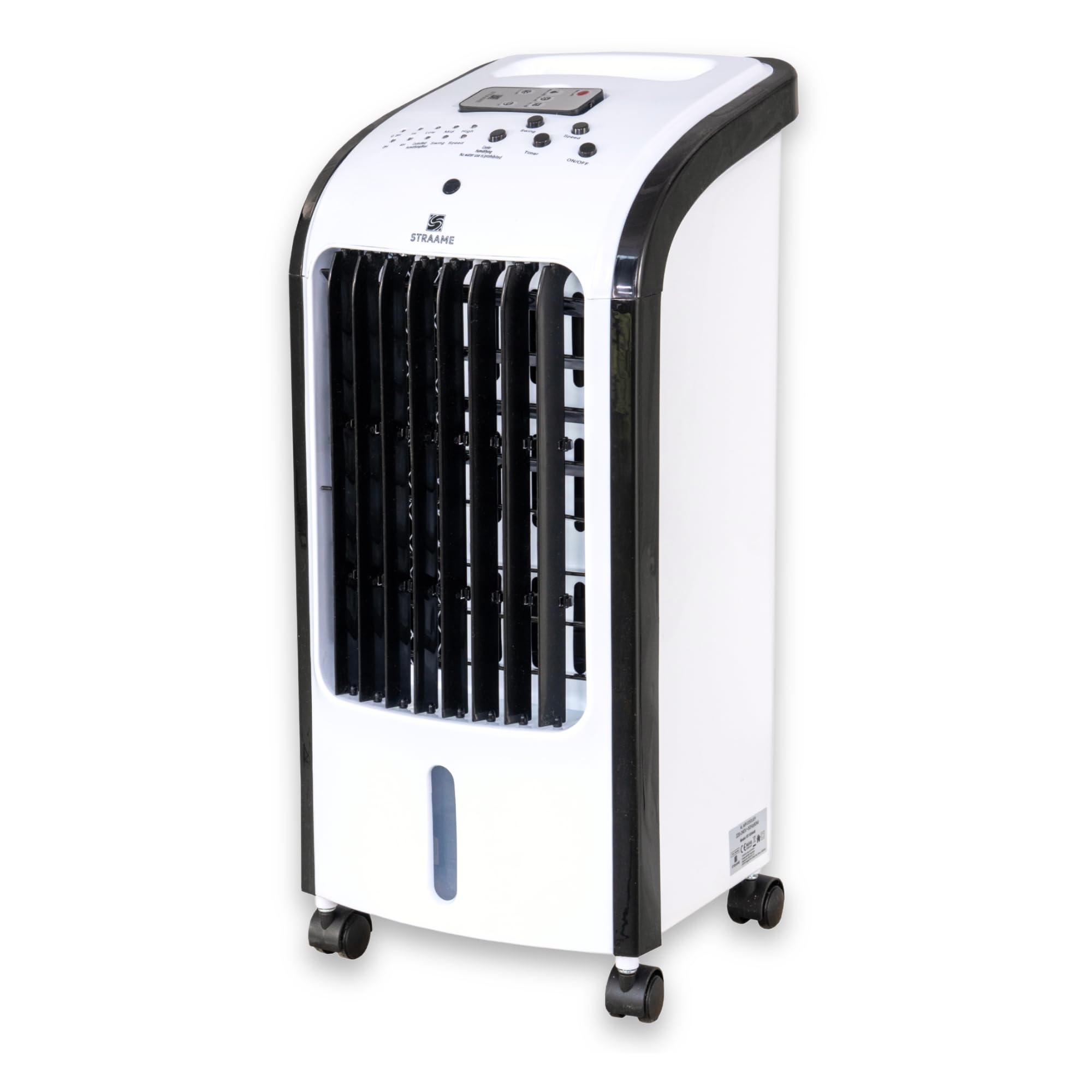 Portable Air Cooler with Humidifier Function 3 Speed Setting and Remote Control 4L- White-Black