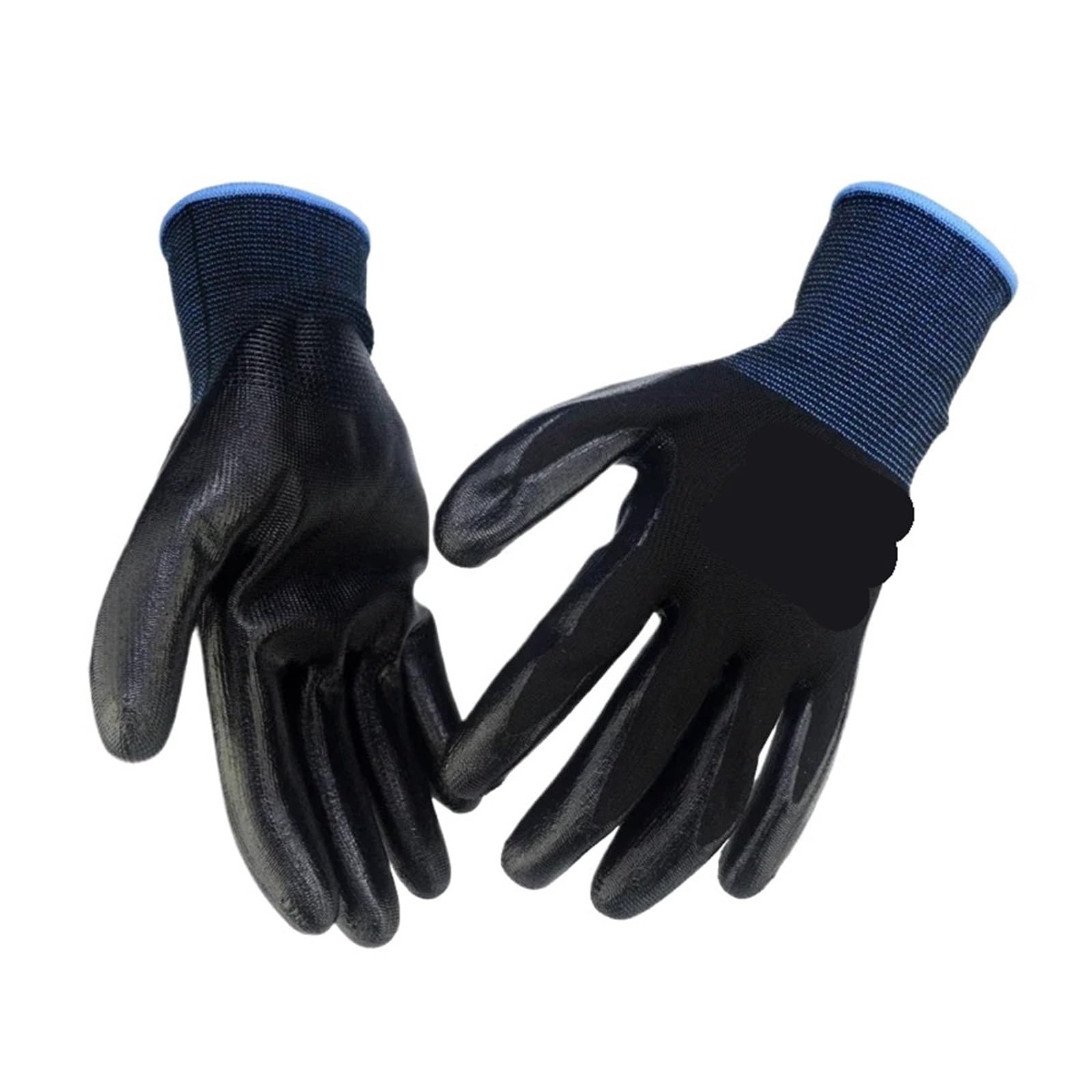 12 paia di guanti da lavoro in nitrile, maglia in poliestere 13 gauge | Resistenti a olio e abrasione, maglia senza cuciture, polso elastico, per riparazione auto
