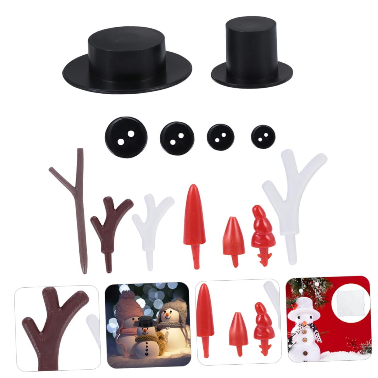MAGICLULU 3 Sätze Handgefertigte Accessoires Schneemann-baumspitze Hüte Für Mini-schneemänner Weihnachten Leuchtender Schneemann Weihnachtsdekorationen Schneekugel Plastik 302 Stück * 3