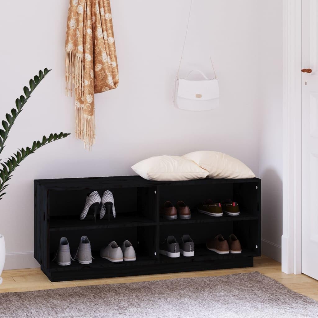 Banc de rangement rustique Nizer à 4 compartiments pour entrée et salon