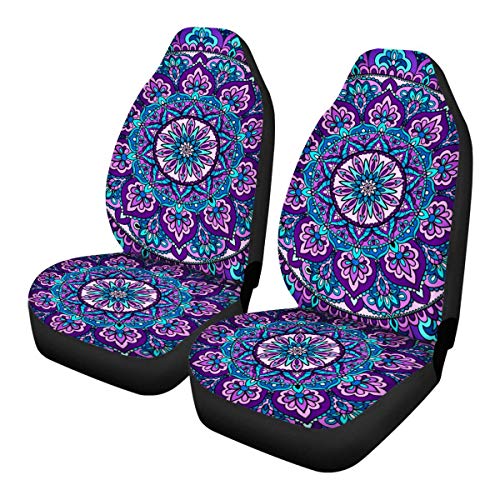 TOADDMOS Boho Lila Mandala Print Autositzbezüge Vordersitze für Frauen Autositzbezüge Universal Fit