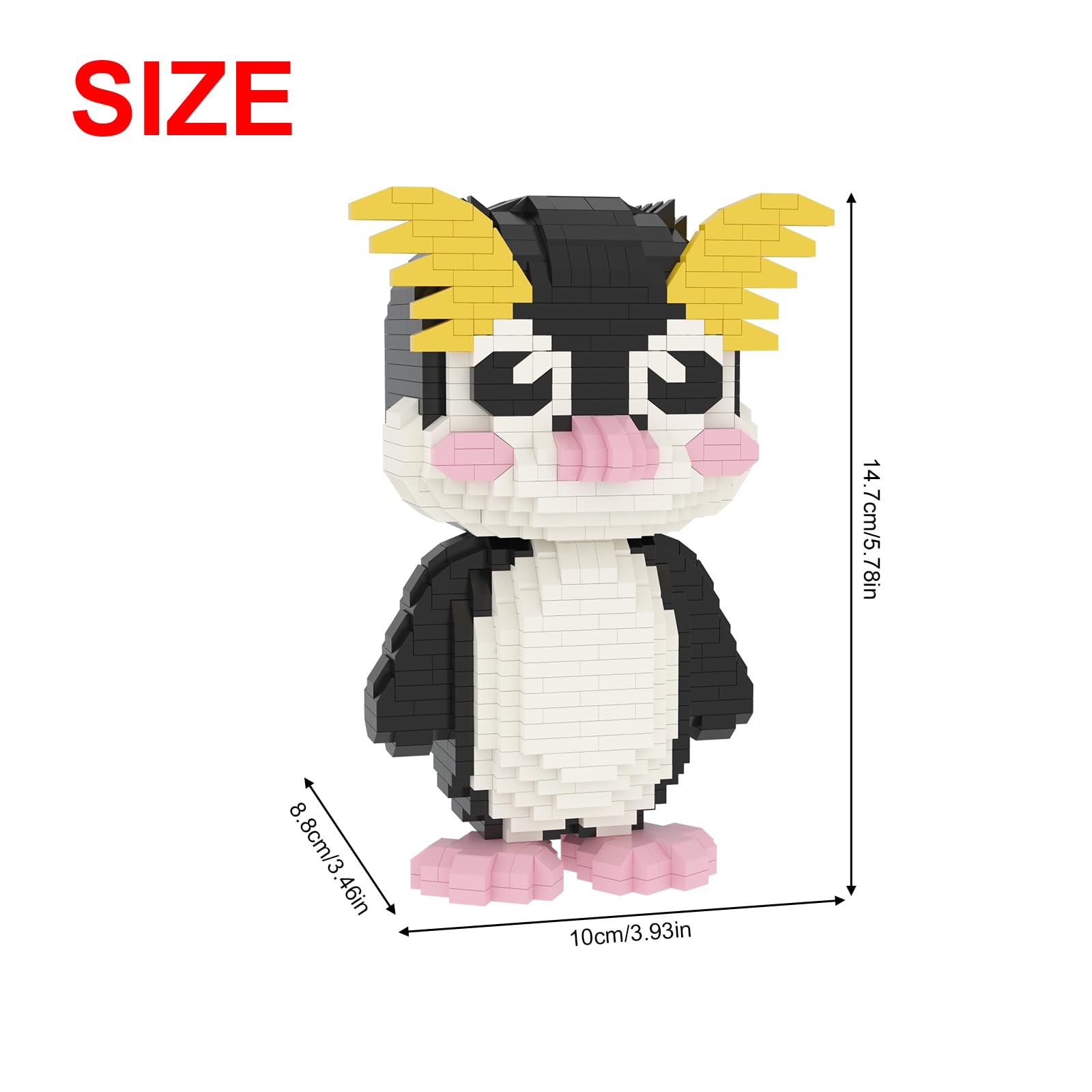 Larcele Micro Building Blocks Animal Set, DIY Mini 3D Building Toy Bricks Kit, 1098 Pieces KLJM-07 (Rockhopper Penguin) - Image 2