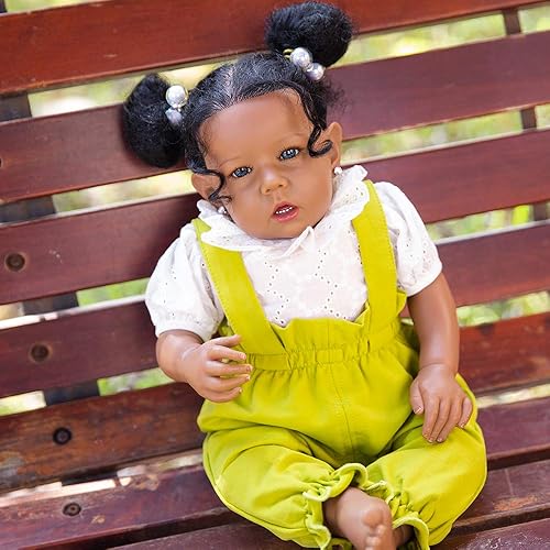 Rebornova muñeca Reborn de niña negra, bebé recién nacida de 20pulgadas, con cuerpo suave y realista, extremidades de silicona, juego de regalo para