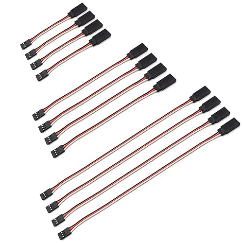 SDTC Tech Cable de extensión servo macho a hembra de 3 pines para piezas de control remoto RC JR Futaba (3 tamaños)