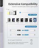 Vista 2 de ARKTEK Adaptador USB C a Lightning – Transferencia de datos de carga rápida OTG – Adaptador USB tipo C compatible con iPhone 16 15 Series, Galaxy