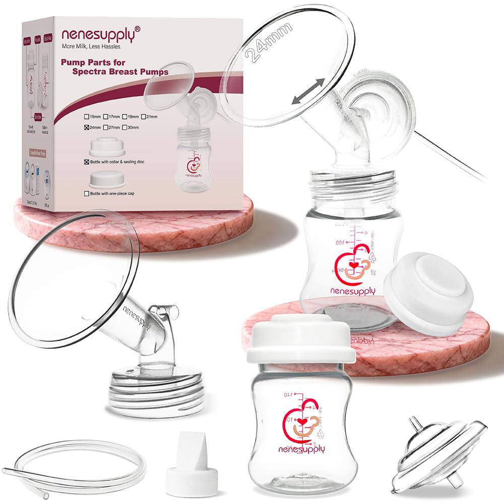 Pump Parts Compatible with Spectra S2 S1 9 Plus Breast Pump to Replace Spectra Pump Parts S2 Accessories Flange 24mm Duckbill Valve Tubing Bottles Backflow Protector