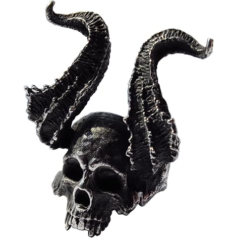 ZMY Home Demon Head Skull Ring Big Horned Stainless Steel Biker Jewelry Ring Men