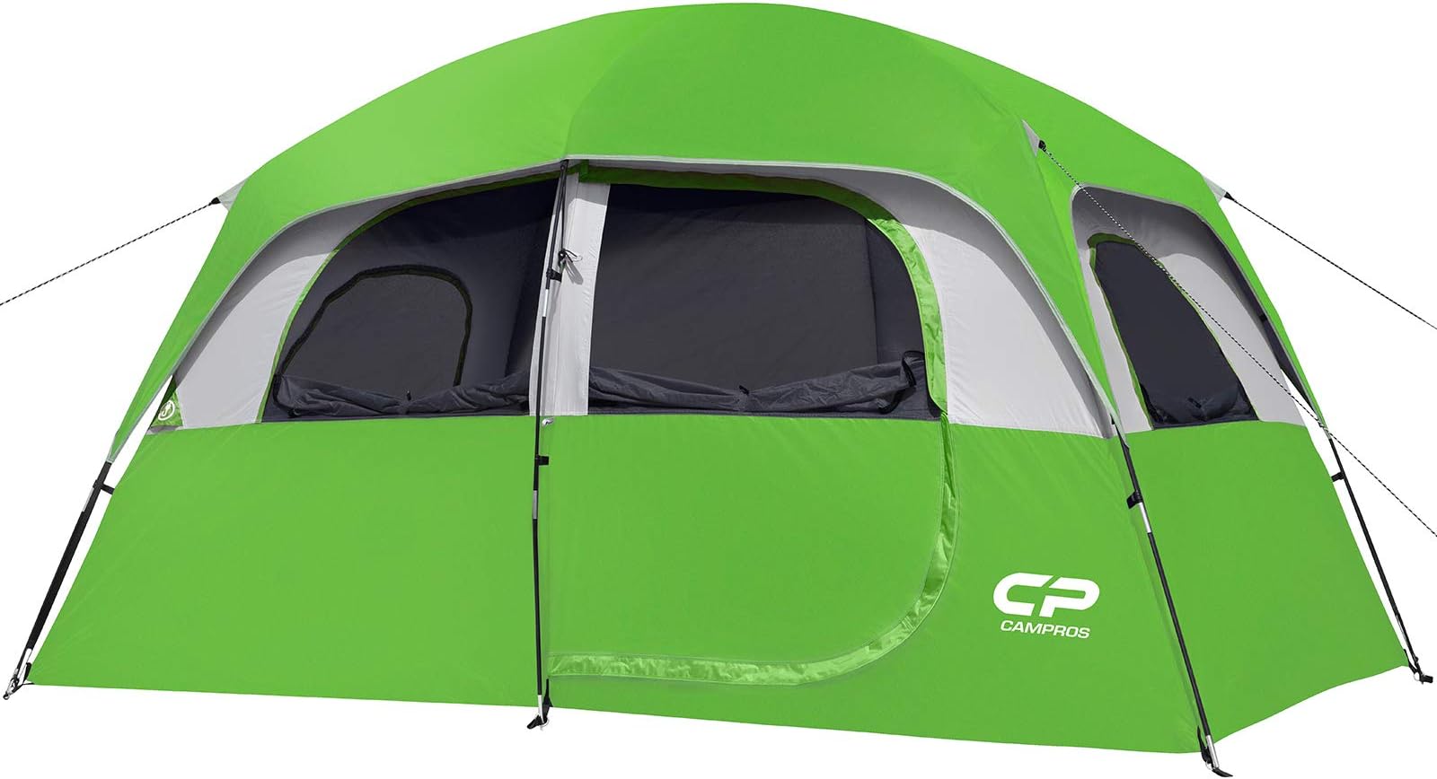 CAMPROS CP Tent 6 Person Camping Tents, Waterproof Windproof Family Tent with Top Rainfly, 4 Large Mesh Windows, Double Layer, Easy Set Up, Portable with Carry Bag, for All Seasons - 11'X7'X72in(H)