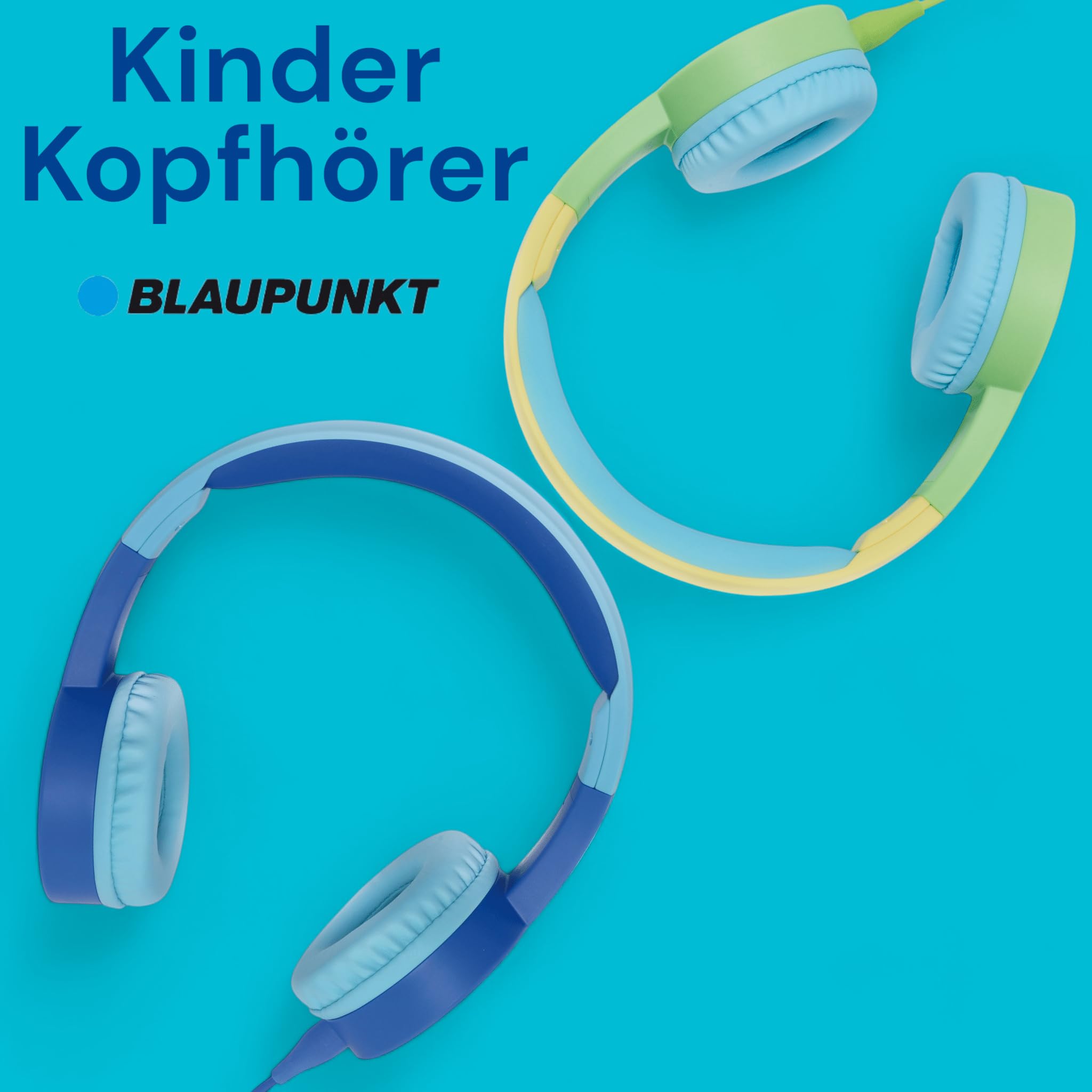 BLAUPUNKT Kids Kopfhörer KKH10 blau, Kinderkopfhörer mit Kabel, 3,5 mm Klinke AUX, Lautstärkebegrenzung für Kinderohren, Kopfhörer für Toniebox, Tablet, Schule & Reisen
