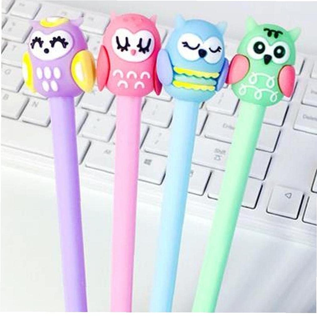 Tossper Black 4Pcs Cute Owl Gel Pen 0.5Mm Ink Student Writing Pens Novelty Kawaii Animals Shaped Pen School Stationery Supplies