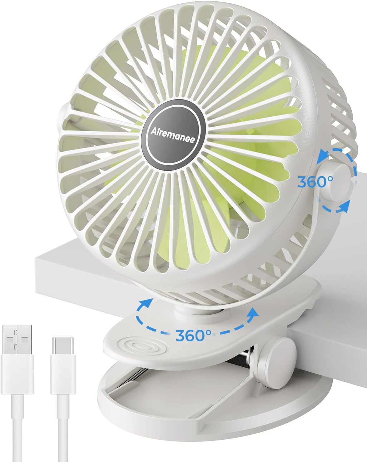 Portable Clip On Fan USB Rechargeable, Small Desk Fan Battery Operated, Baby Stroller Fan With 3 Speeds, Quiet Personal Fan For Home Office Outdoors Camping, White Portable Clip On Fan USB Rechargeable, Small Desk Fan Battery Operated, Baby Stroller Fan With 3 Speeds, Quiet Personal Fan For Home Office Outdoors Camping, White