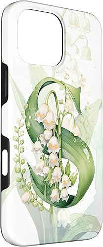 Vista 51 de Funda para iPhone 12/12 Pro Lovely Lily of The Valley Letra S May Birthday Case