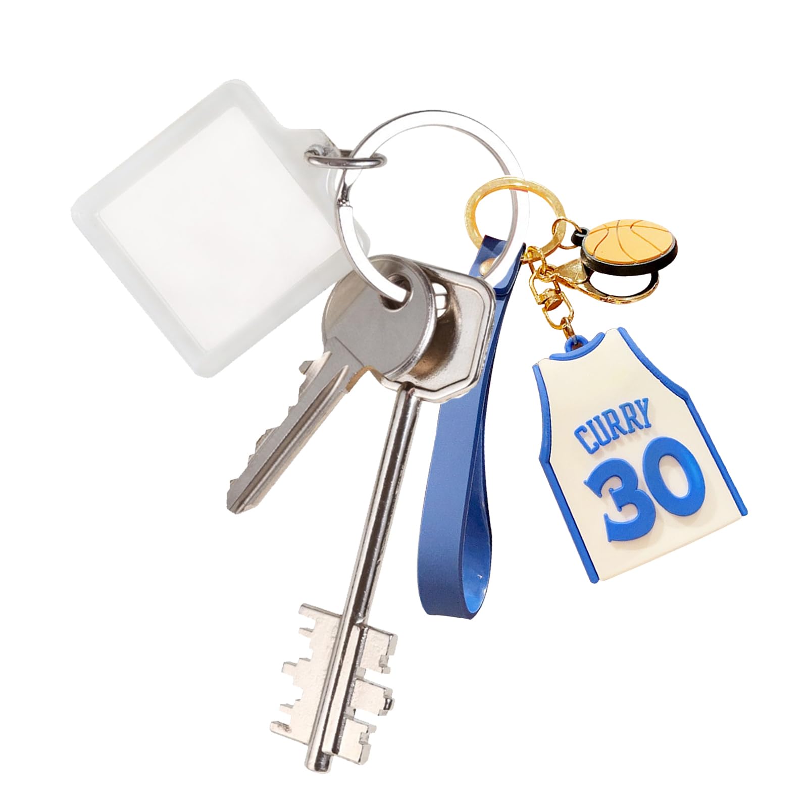 Portachiavi in Jersey, Portachiavi 3D Cartone Animato in Silicone, Immagine Delicata, für Souvenir, Ornamenti per Zaini, Appassionati di Basket(Maglia bianca n. 30)