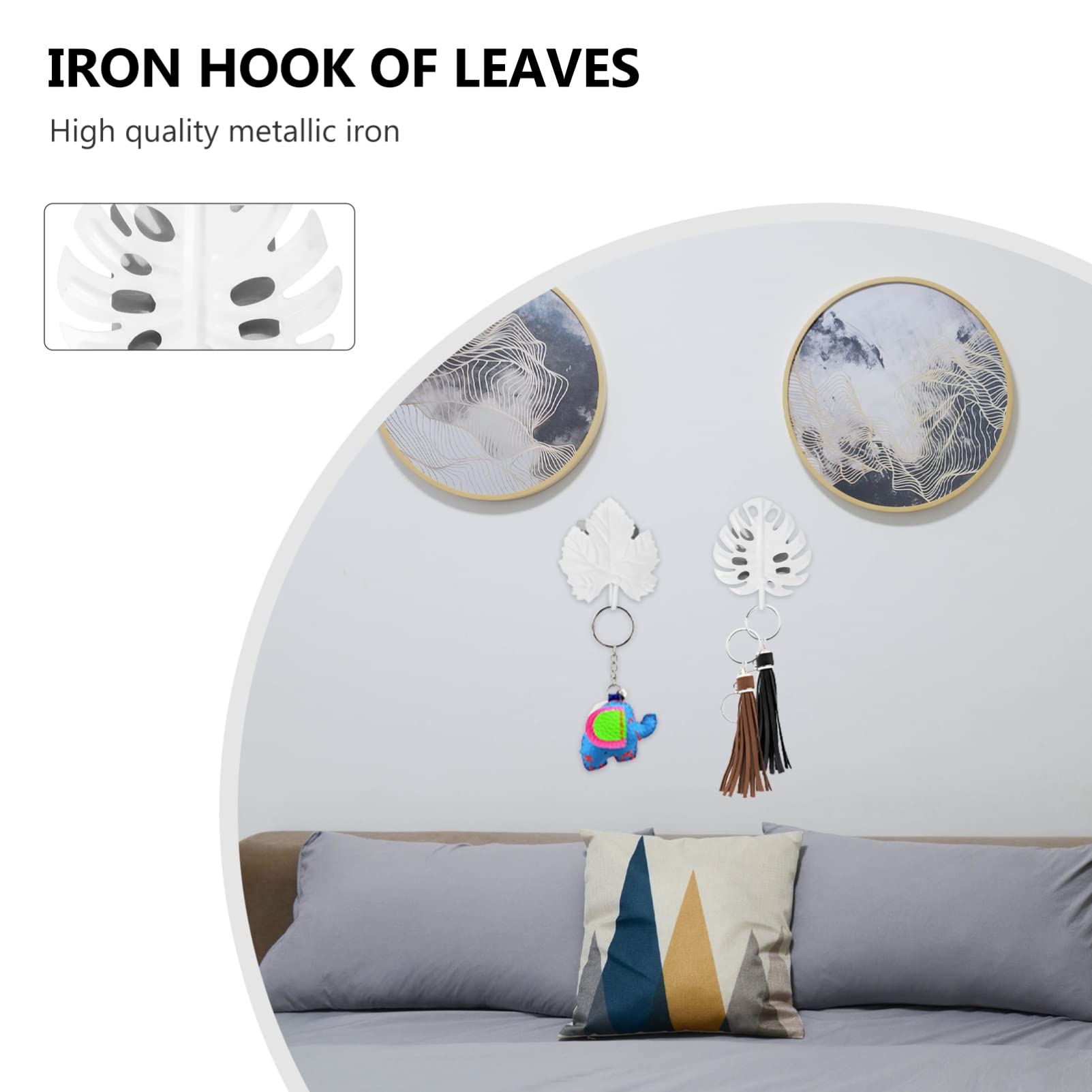 VASDEV Perchas de Metal 9 Piezas Ganchos de Pared con Forma de Hoja Ganchos Decorativos Ganchos para Toallas Ganchos de Pared Ganchos Decorativos para Toallas (Blancox2 Piezas 16x6.5x3cmx