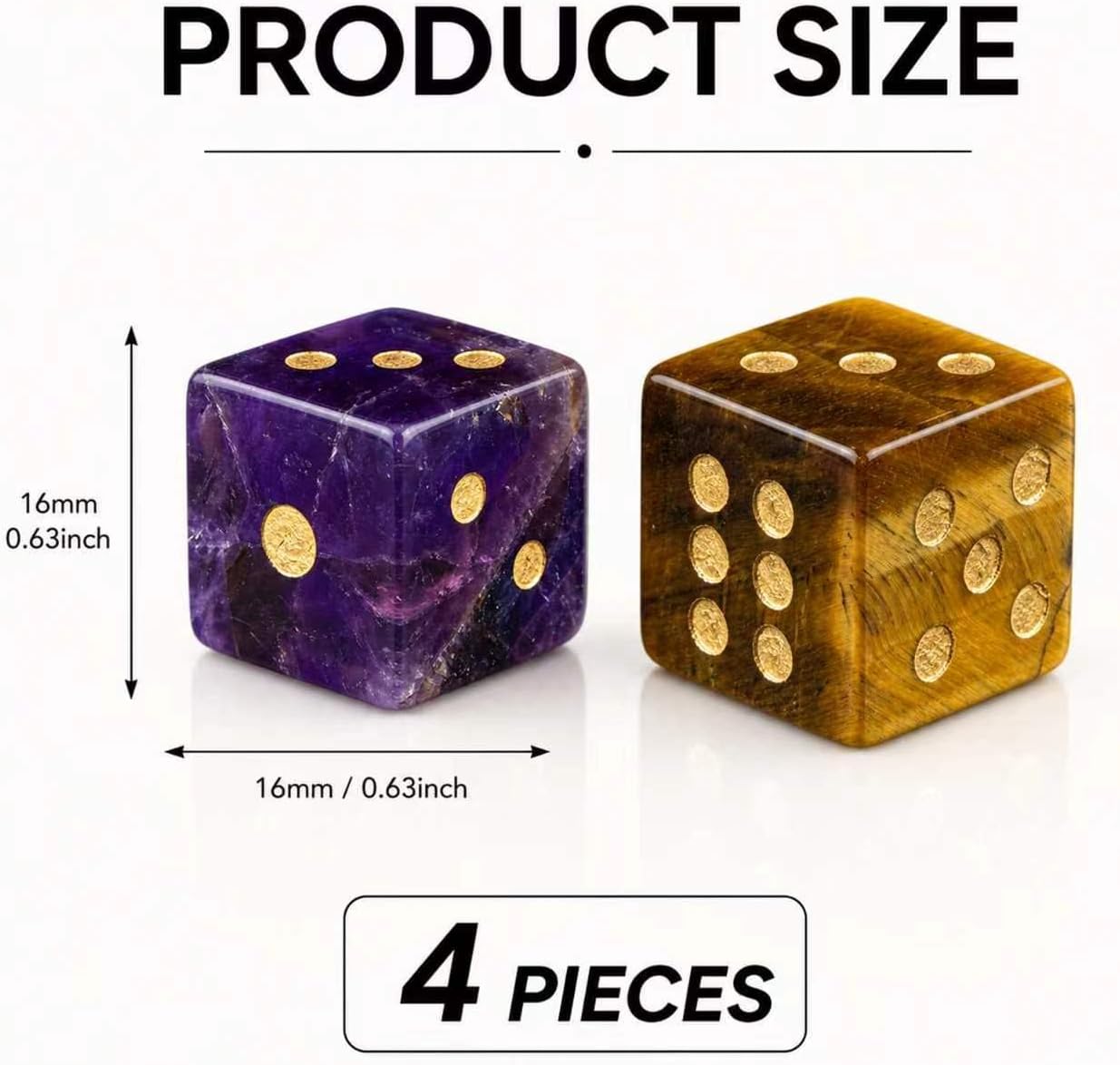 4PCS Natural Gemstone Dice, 16mm Crystal D6 Mahjong Dice Set Stone Dice for Games, Accessories, Tabletop Board Games, Casino Games, Craps, DIY Crafts, Spiritual Decor and Home Decor（opal+Clear Ouartz） image 2