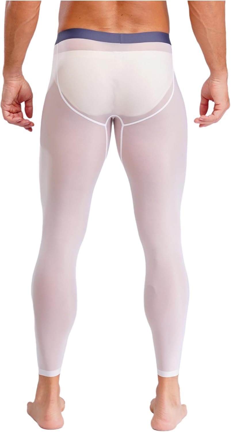 YiZYiF Mens See-Through Compression Pants Athletic Leggings Stretchy Running Workout Skinny Pants Trousers