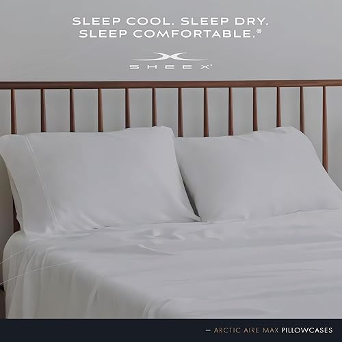 Miniatura 5 de SHEEX Arctic Aire MAX - Juego de 2 fundas de almohada refrescantes con tecnología CoolX, estándar, color blanco