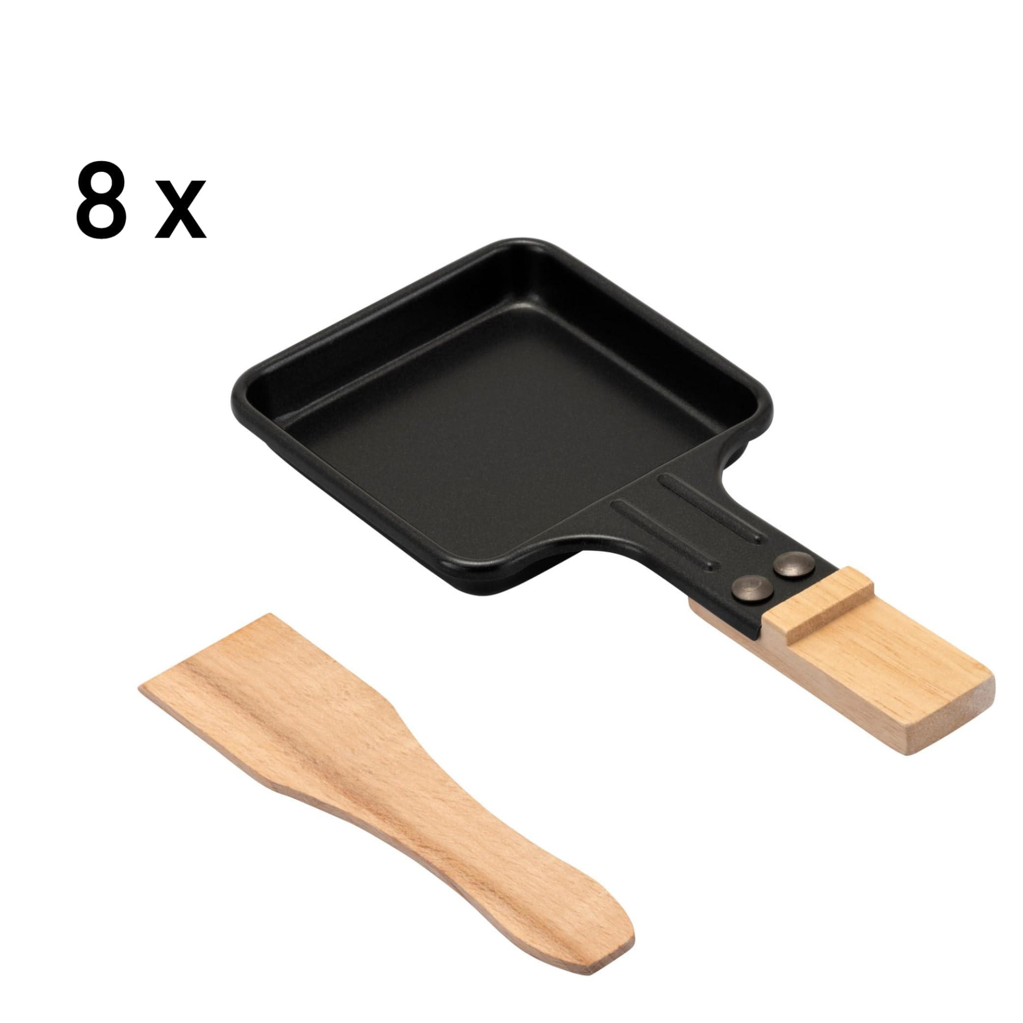 KLAMER Raclette Grill 8 Personen 1500 W mit Holzgestell & Parkdeck, Alu-Druckguss-Grillplatte antihaft, stufenlos regelbar, ILAG Beschichtung, Test „Sehr gut (1,4)“, deutsche Marke Berlin