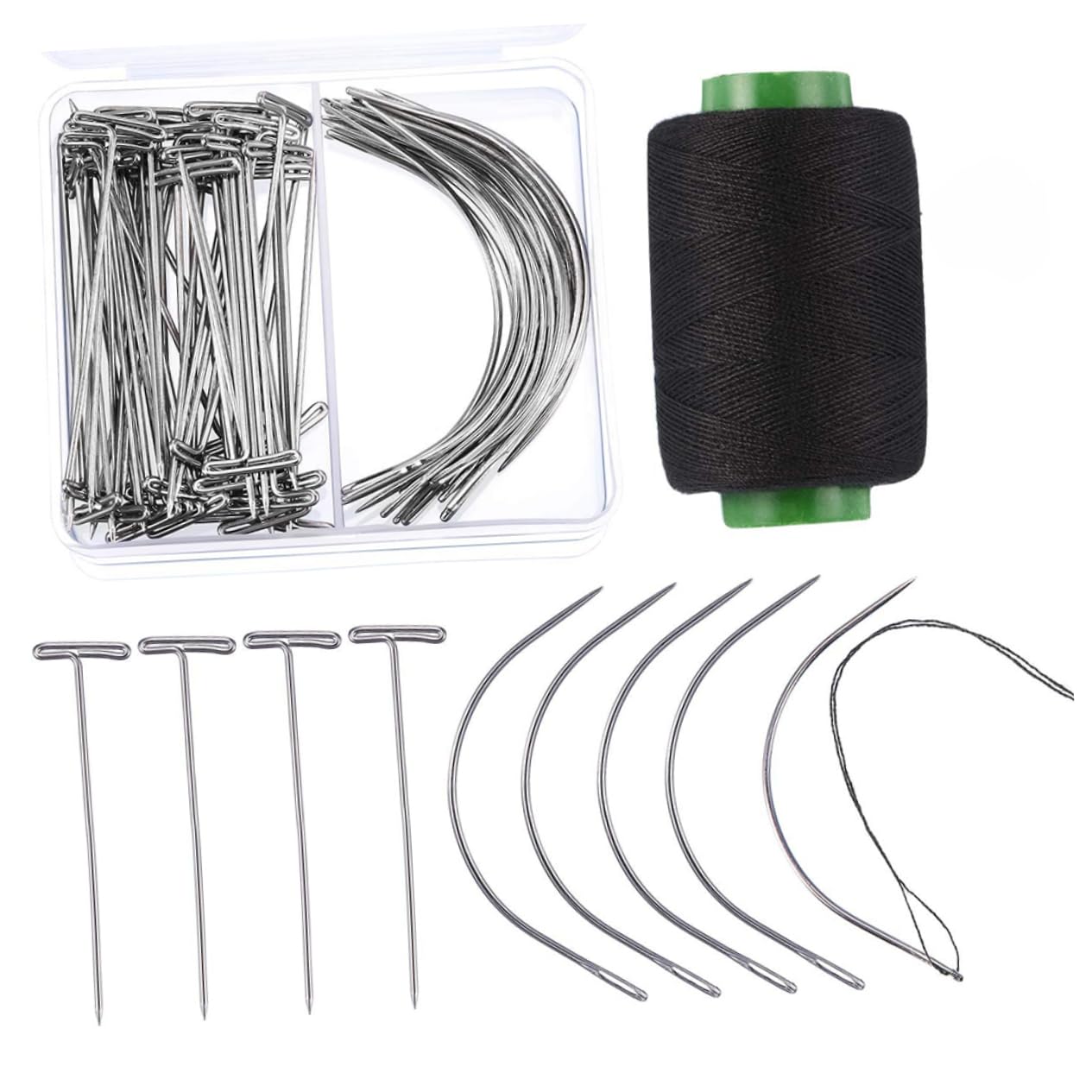 ULDIGI Wig - Fixed Pins 20pcs Big Hole Needles 50pcs Assorted Pins Beading Needles Creative Thread Kit for Wig Styling