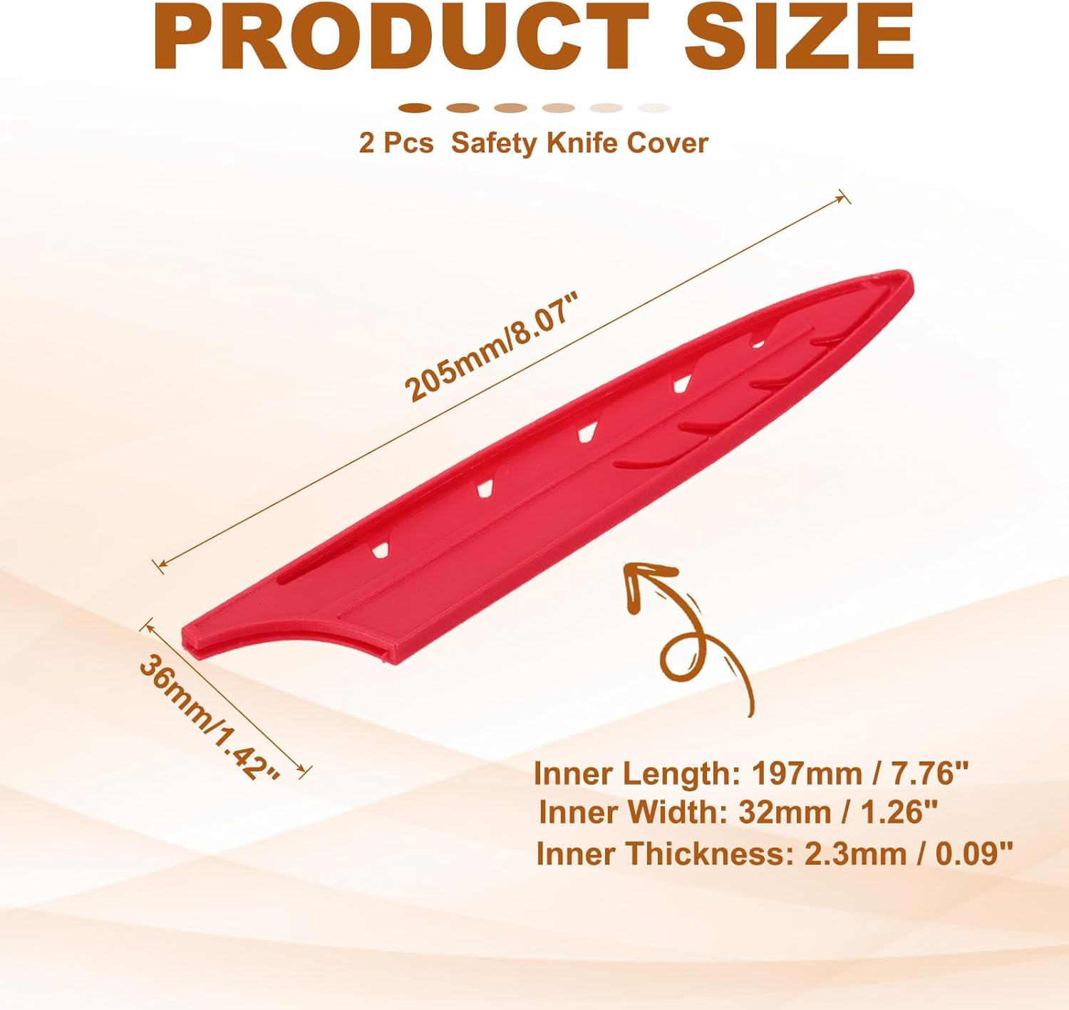 PATIKIL ABS Safety Knife Cover Sleeves for 8 Chef Knife, Universal Chopping Edge Guard Blade Protector Sheath for Kitchen Bar, Red, 19.7cm L, Pack of 2