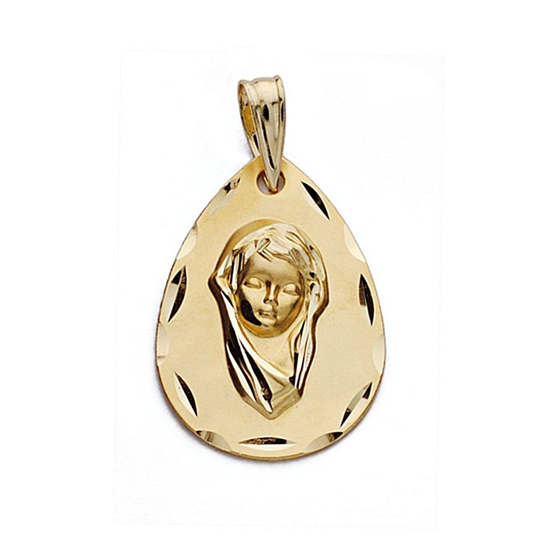 Medalla Oro 18K Virgen Nina 21mm. Lágrima Biselada [9095]