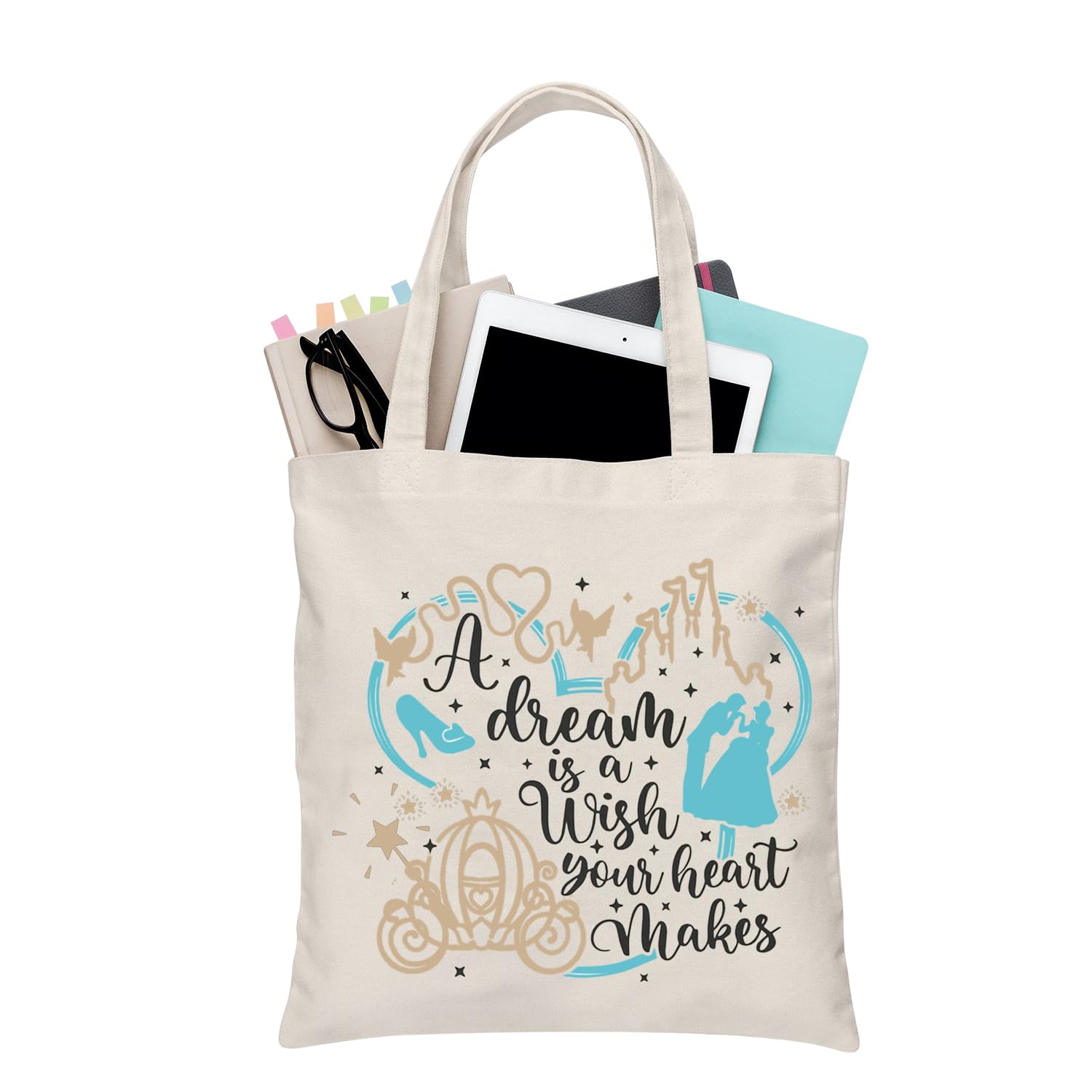BDPWSS Fairy Tales Tote Bag A Dream Is a Wish Your Heart Makes Travel Pouch For Friend Sister Fairy Princess Fans Gift