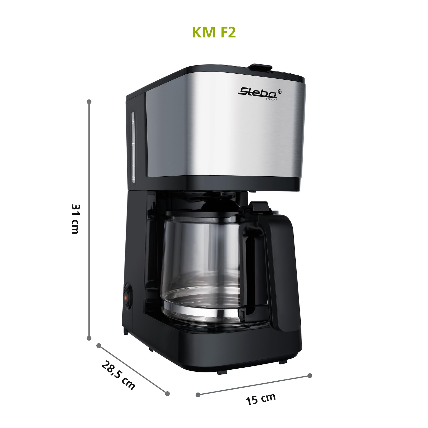 Cafetera de filtro Steba con jarra de cristal, fácil limpieza, piezas aptas para lavavajillas y gran abertura de la tapa para facilitar el llenado. KM F2.
