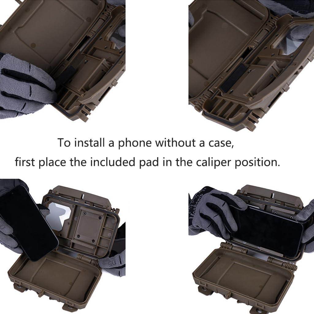 MOLLE-Compatible Phone Mount Case with Quick-Release Flip Cover, Clear Viewing Window, Adjustable Angle, Fits Most Smartphones, for Tactical Gear, Airsoft, Outdoor Use Camouflage