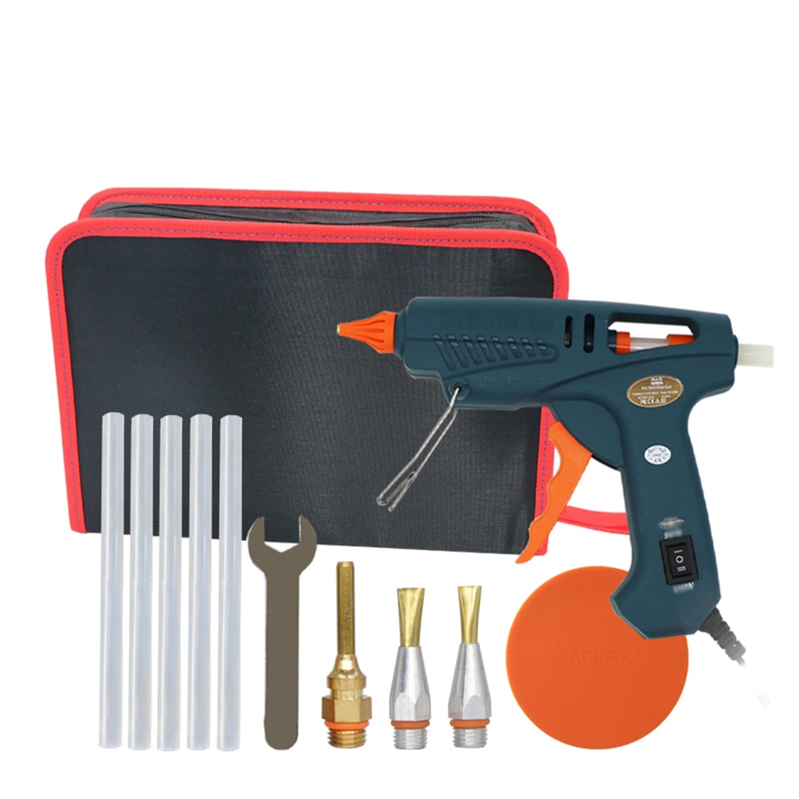 Pistolet do Kleju, Pistolet do kleju Torba narzędziowa 50W/150W 100W Pistolet do klejenia na gorąco Miedziana dysza do 11mm klej w sztyfcie do domu DIY, prezenty świąteczne, rzemiosło(Set C,TYPE_100W)