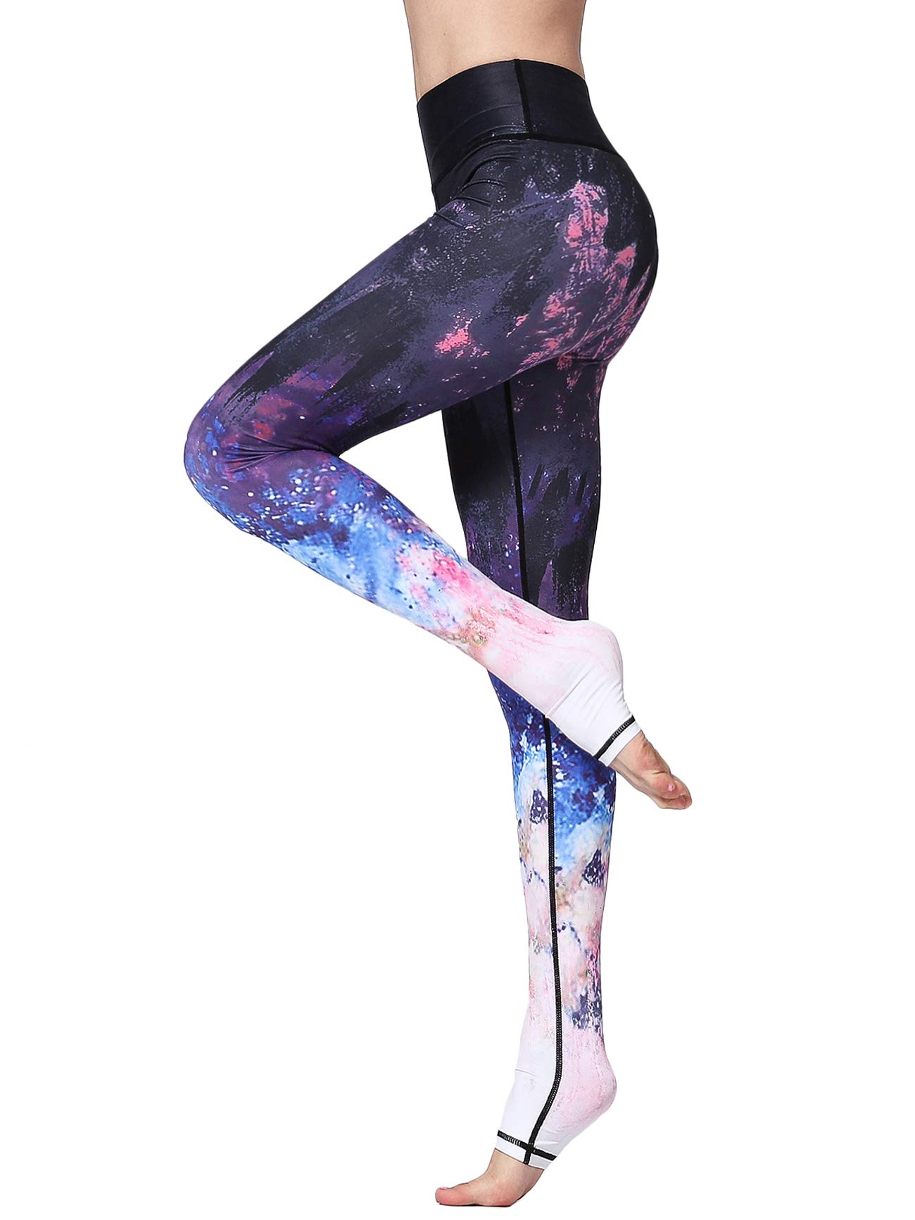 FLYILY Damen High Waist Gym Sport Leggings Tummy Control Erweiterte Version Yoga Hosen Running Workout Stretch Trainingshose Laufhose mit Aufdruck