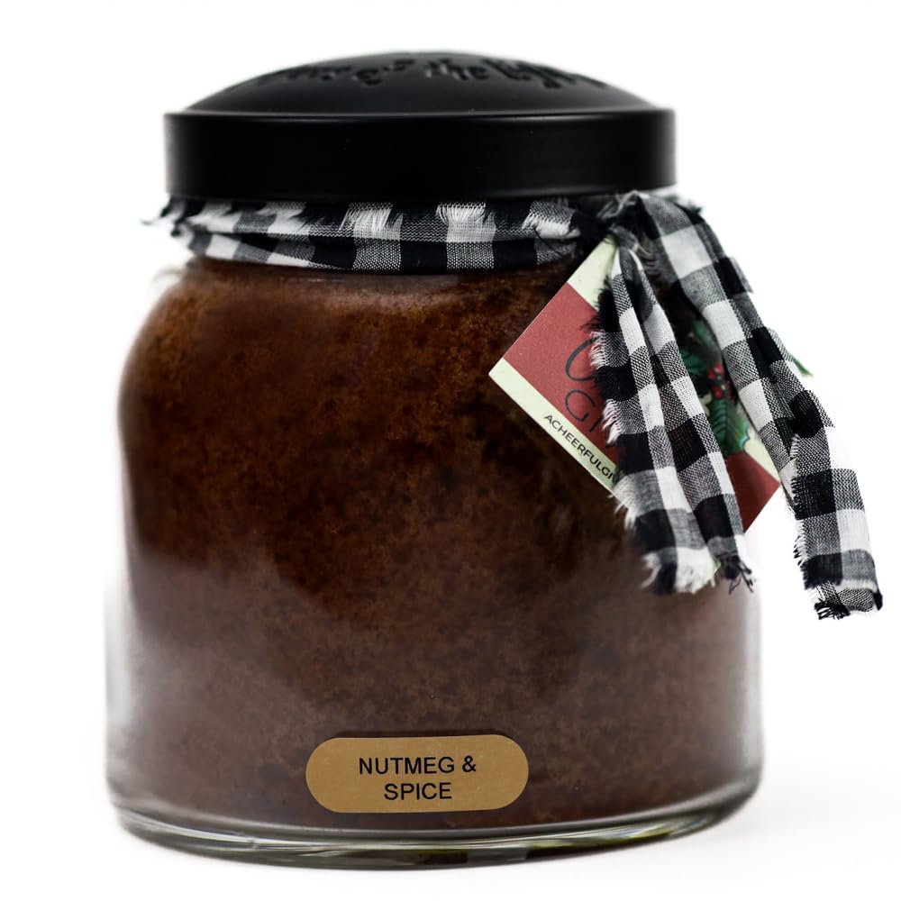 A Cheerful Giver - Nutmeg & Spice - 34oz Papa Scented Candle Jar with Lid - Keepers of The Light - 155 Hours of Burn Time, Gift for Women, Brown