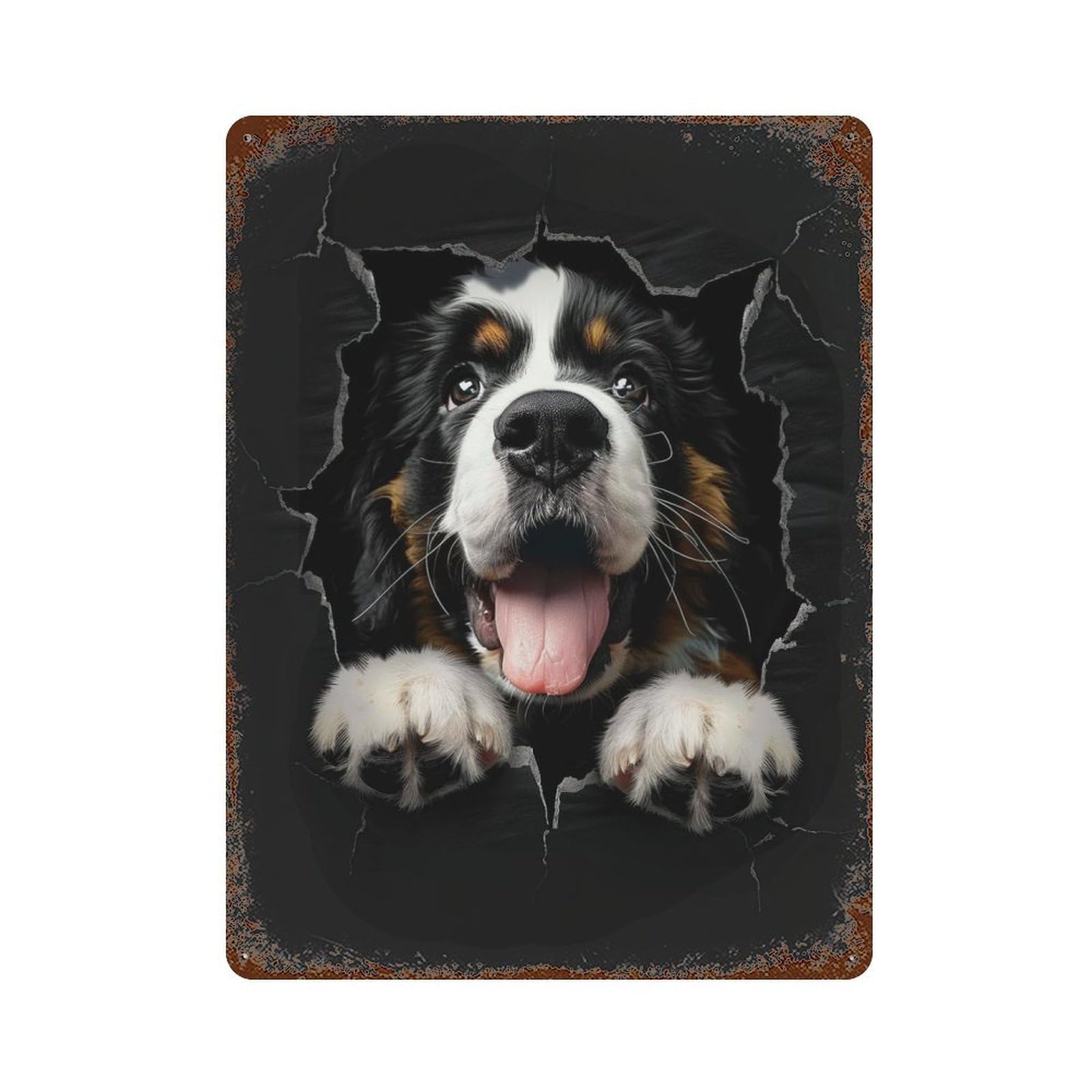 Saint Bernard Rusty Metal Tin Sign 15.7"x11.8", for Basement, Hobby Room And Garage Decor, Retro Wall Decor