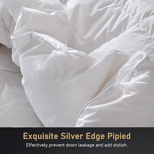 Miniatura 7 de DWR Edredón de plumas plisadas tamaño Queen  Matrimonial, funda de mezcla de algodón ultrasuave, relleno de edredón esponjoso de lujo con 8 pestañas